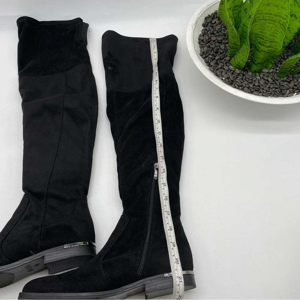 MARC FISHER Women's Renn Over The Knee Boots in black faux suede size 6M